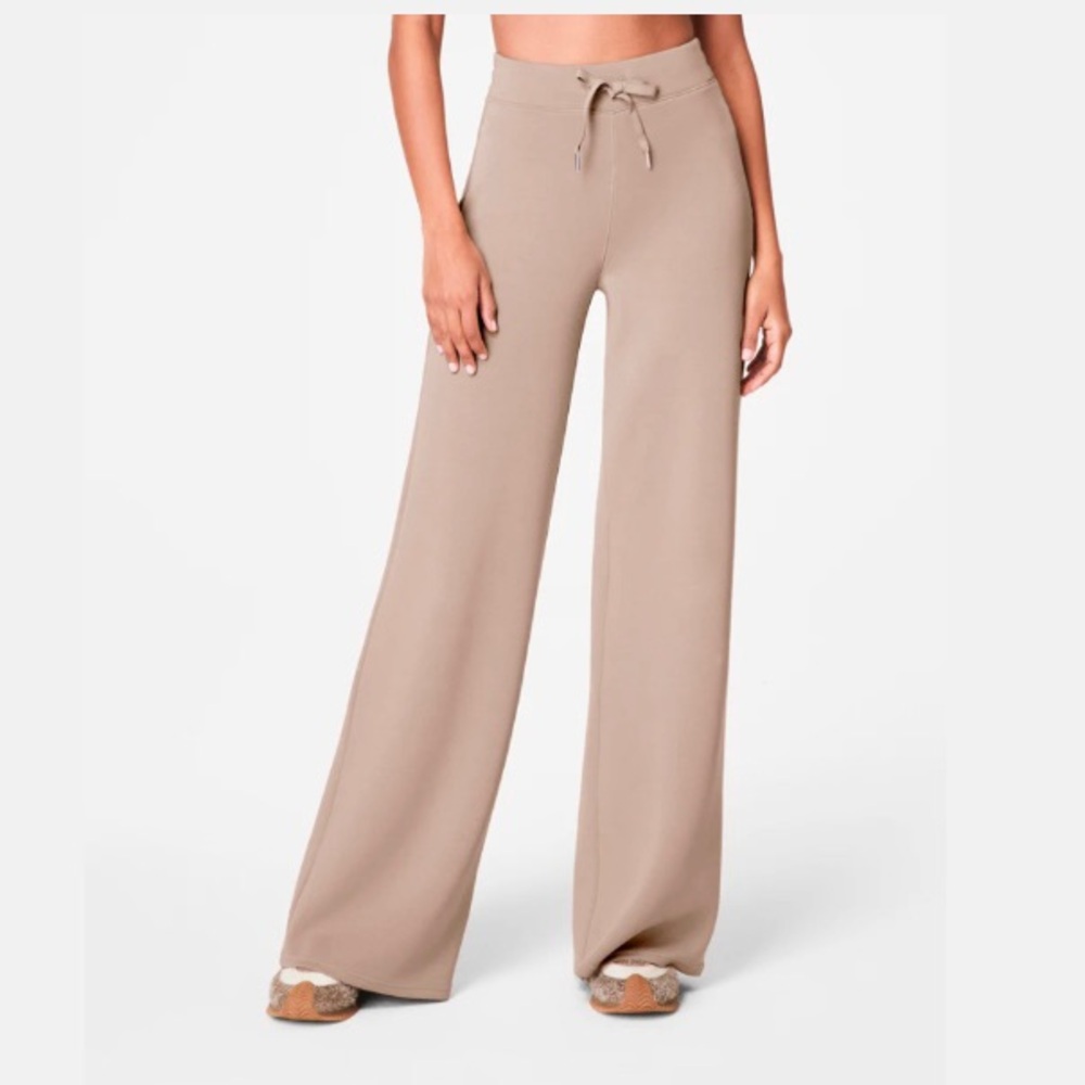 SPANX Wide Leg Drawstring Pants in Beige Taupe